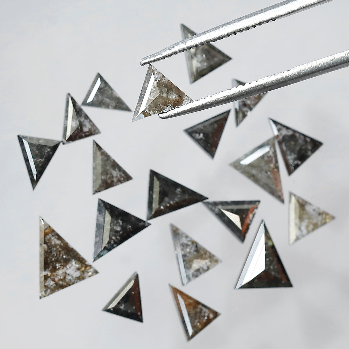 4.55 Carat Natural Salt and Pepper Triangle Cut Loose Diamonds | Gray Black Diamond Lot for Custom Jewelry