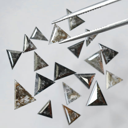 4.55 Carat Natural Salt and Pepper Triangle Cut Loose Diamonds | Gray Black Diamond Lot for Custom Jewelry