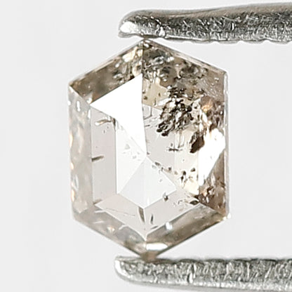 0.38 CT Elongated Hexagon Shape Diamond Loose Natural 5.5 MM Brownish Black Color Diamond Salt and Pepper Rustic Diamond