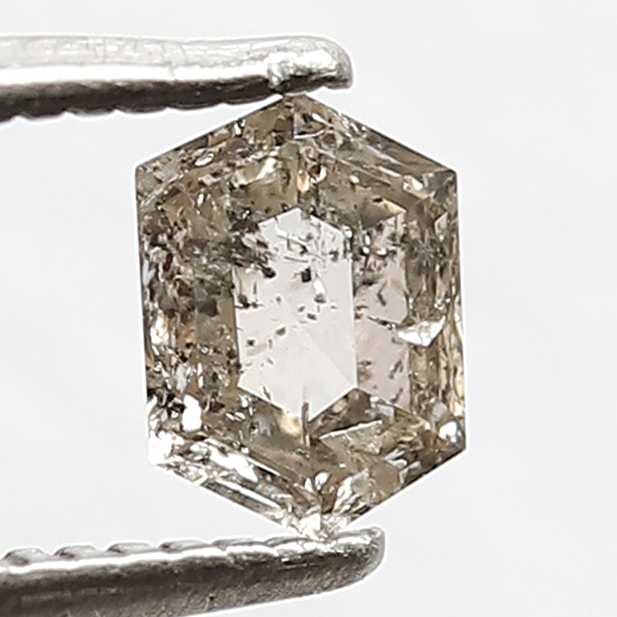 0.38 CT Elongated Hexagon Shape Diamond Loose Natural 5.5 MM Brownish Black Color Diamond Salt and Pepper Rustic Diamond