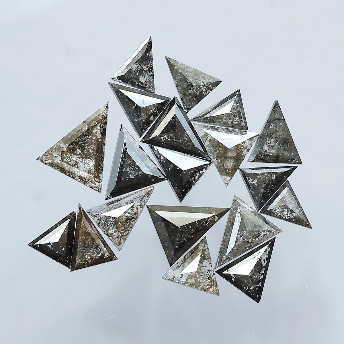 4.55 Carat Natural Salt and Pepper Triangle Cut Loose Diamonds | Gray Black Diamond Lot for Custom Jewelry
