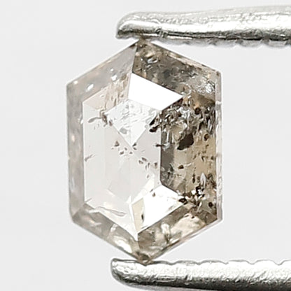 0.38 CT Elongated Hexagon Shape Diamond Loose Natural 5.5 MM Brownish Black Color Diamond Salt and Pepper Rustic Diamond