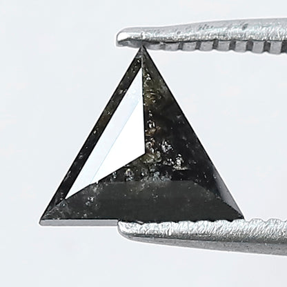 6.5 x 6.4 mm Triangle Cut Salt and Pepper Loose Diamond | 0.68 Ct Gray Black Diamond for Ring & Pendant