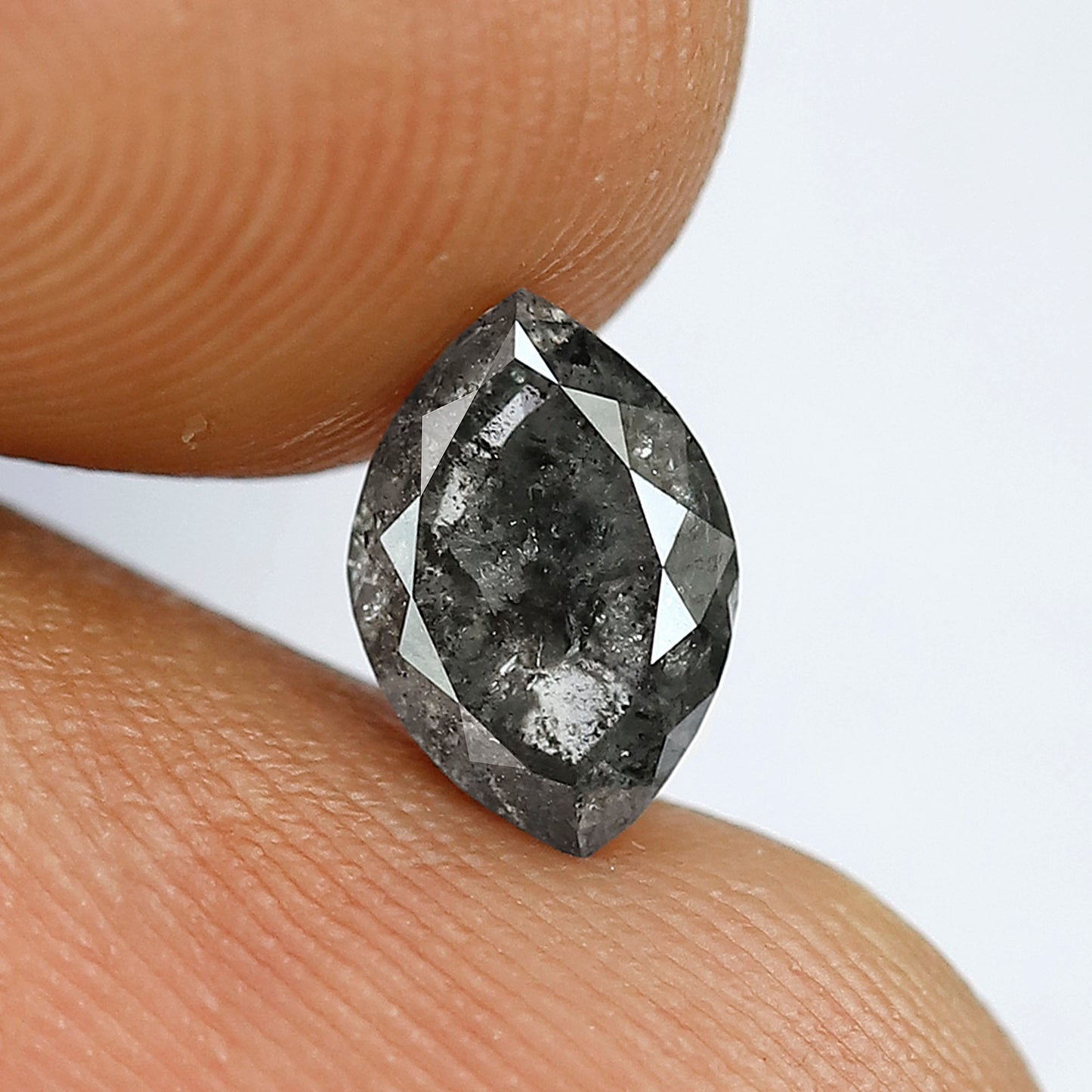 Natural 1.38 CT Marquise cut Loose Earth Mined Diamond, 8.20 mm Gray Black Salt and Pepper Diamond For Wedding Jewelry