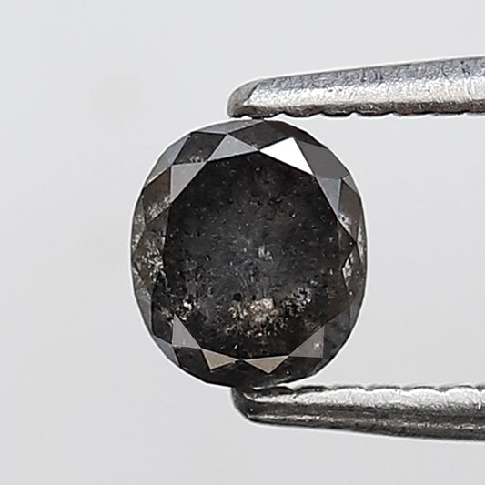 Natural Oval Shape 0.54 CT Loose Diamond, 4.70 x 4.30 mm Gray Black Salt and Pepper Conflict Free Diamond