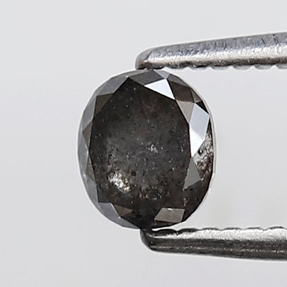 Natural Oval Shape 0.54 CT Loose Diamond, 4.70 x 4.30 mm Gray Black Salt and Pepper Conflict Free Diamond