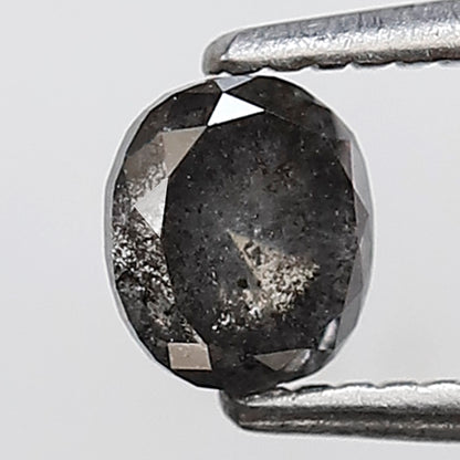 Natural Oval Shape 0.54 CT Loose Diamond, 4.70 x 4.30 mm Gray Black Salt and Pepper Conflict Free Diamond
