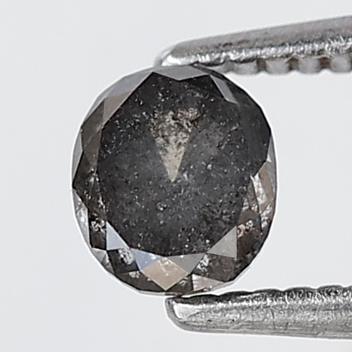 Natural Oval Shape 0.54 CT Loose Diamond, 4.70 x 4.30 mm Gray Black Salt and Pepper Conflict Free Diamond