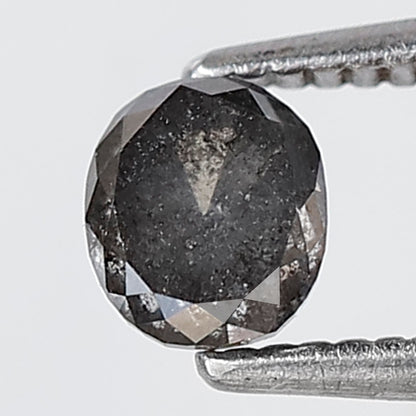 Natural Oval Shape 0.54 CT Loose Diamond, 4.70 x 4.30 mm Gray Black Salt and Pepper Conflict Free Diamond