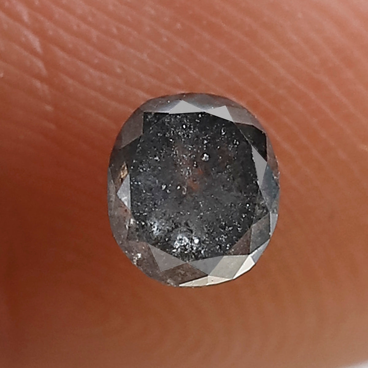 Natural Oval Shape 0.54 CT Loose Diamond, 4.70 x 4.30 mm Gray Black Salt and Pepper Conflict Free Diamond