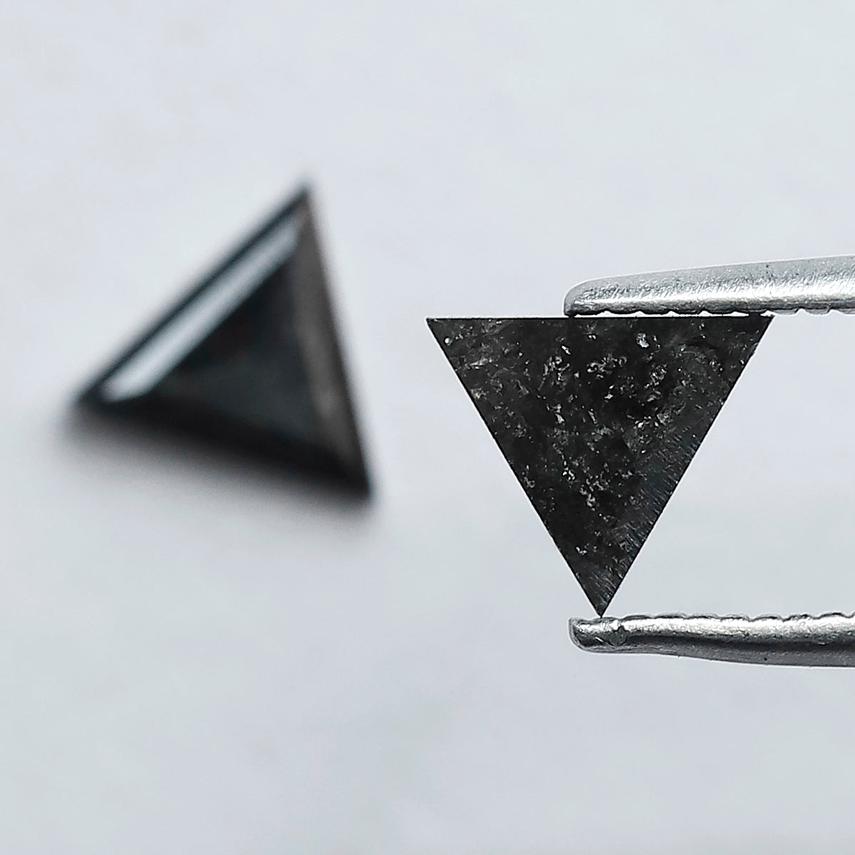 0.92 CT Triangle Cut Salt and Pepper Diamond Pair | Natural Gray Black Loose Diamonds | Conflict Free Matching Stones for Stud Earrings