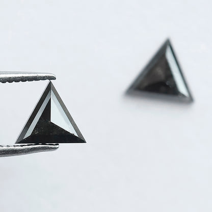 0.92 CT Triangle Cut Salt and Pepper Diamond Pair | Natural Gray Black Loose Diamonds | Conflict Free Matching Stones for Stud Earrings