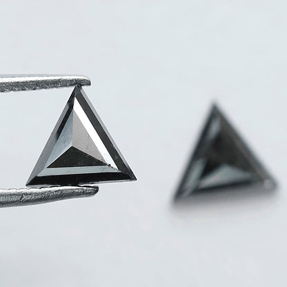0.92 CT Triangle Cut Salt and Pepper Diamond Pair | Natural Gray Black Loose Diamonds | Conflict Free Matching Stones for Stud Earrings
