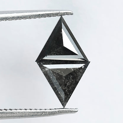0.92 CT Triangle Cut Salt and Pepper Diamond Pair | Natural Gray Black Loose Diamonds | Conflict Free Matching Stones for Stud Earrings
