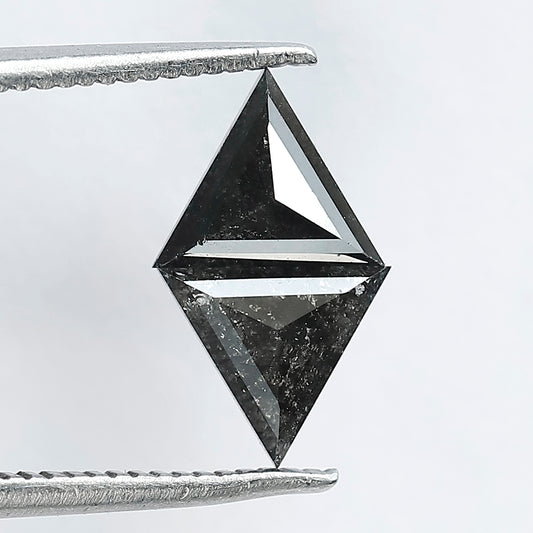 0.92 CT Triangle Cut Salt and Pepper Diamond Pair | Natural Gray Black Loose Diamonds | Conflict Free Matching Stones for Stud Earrings