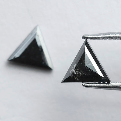 Natural Salt and Pepper Triangle Diamonds Pair 0.97 CT | Gray Black Loose Conflict Free Diamonds for Earrings Making