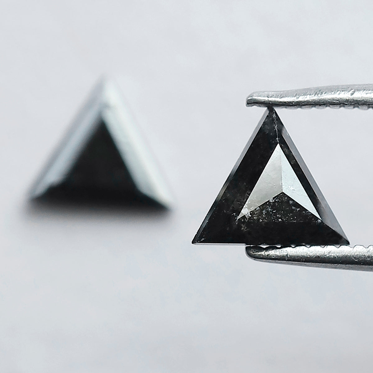 Natural Salt and Pepper Triangle Diamonds Pair 0.97 CT | Gray Black Loose Conflict Free Diamonds for Earrings Making