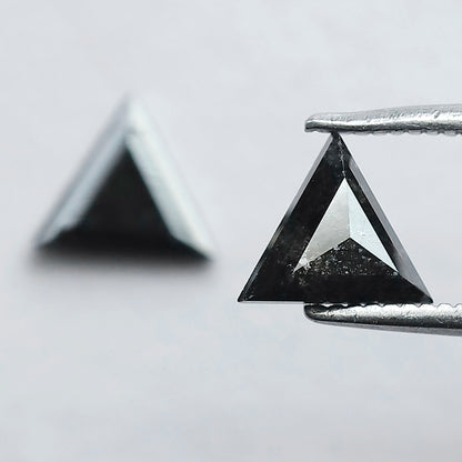 Natural Salt and Pepper Triangle Diamonds Pair 0.97 CT | Gray Black Loose Conflict Free Diamonds for Earrings Making