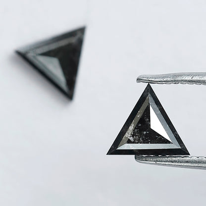 Natural Salt and Pepper Triangle Diamonds Pair 0.97 CT | Gray Black Loose Conflict Free Diamonds for Earrings Making