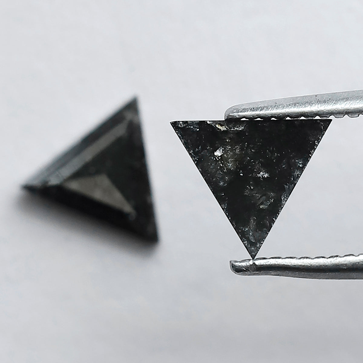 Natural Salt and Pepper Triangle Diamonds Pair 0.97 CT | Gray Black Loose Conflict Free Diamonds for Earrings Making