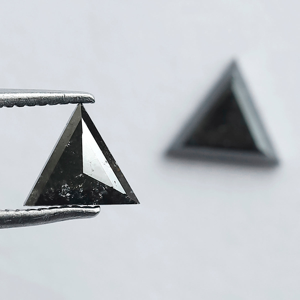Natural Salt and Pepper Triangle Diamonds Pair 0.97 CT | Gray Black Loose Conflict Free Diamonds for Earrings Making