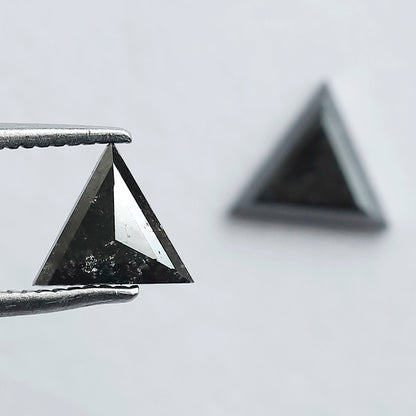 Natural Salt and Pepper Triangle Diamonds Pair 0.97 CT | Gray Black Loose Conflict Free Diamonds for Earrings Making