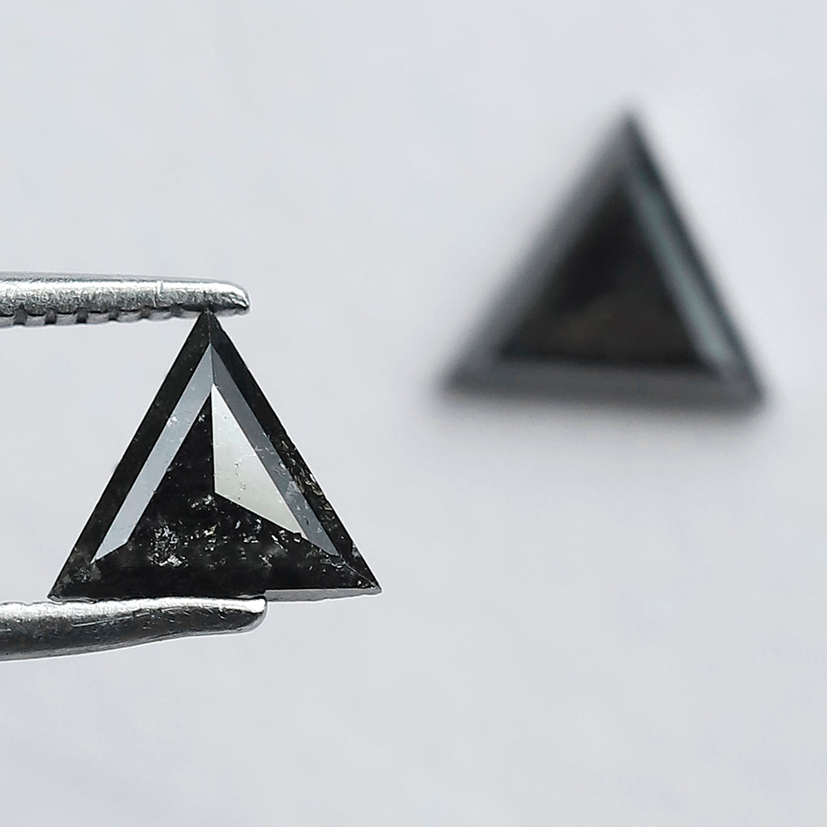 Natural Salt and Pepper Triangle Diamonds Pair 0.97 CT | Gray Black Loose Conflict Free Diamonds for Earrings Making