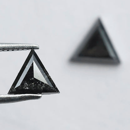 Natural Salt and Pepper Triangle Diamonds Pair 0.97 CT | Gray Black Loose Conflict Free Diamonds for Earrings Making