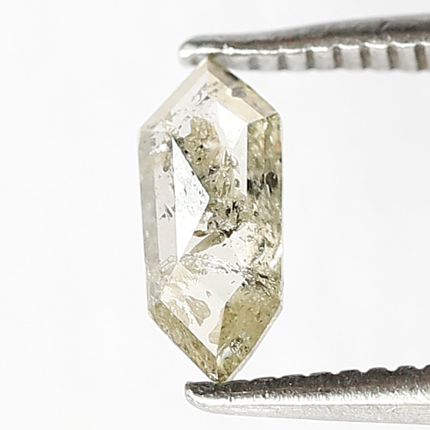 0.39 CT Loose Natural Rustic Fancy Greenish Color Diamond 7.8 MM Unique Geometric Shape Salt and Pepper Diamond Engagement Ring