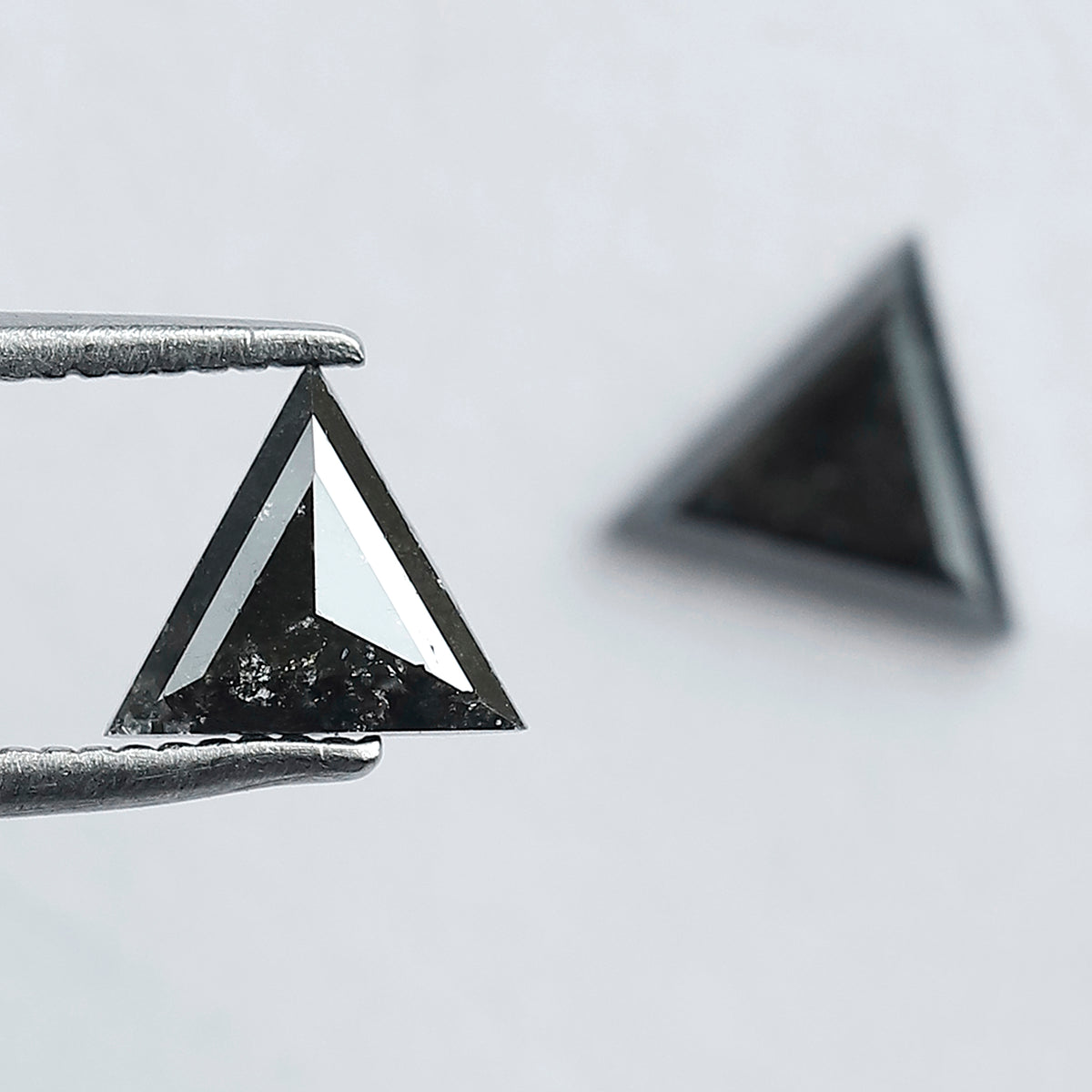 Natural Salt and Pepper Triangle Diamonds Pair 0.97 CT | Gray Black Loose Conflict Free Diamonds for Earrings Making