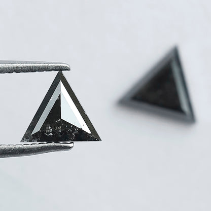 Natural Salt and Pepper Triangle Diamonds Pair 0.97 CT | Gray Black Loose Conflict Free Diamonds for Earrings Making