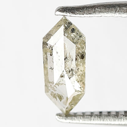 0.39 CT Loose Natural Rustic Fancy Greenish Color Diamond 7.8 MM Unique Geometric Shape Salt and Pepper Diamond Engagement Ring