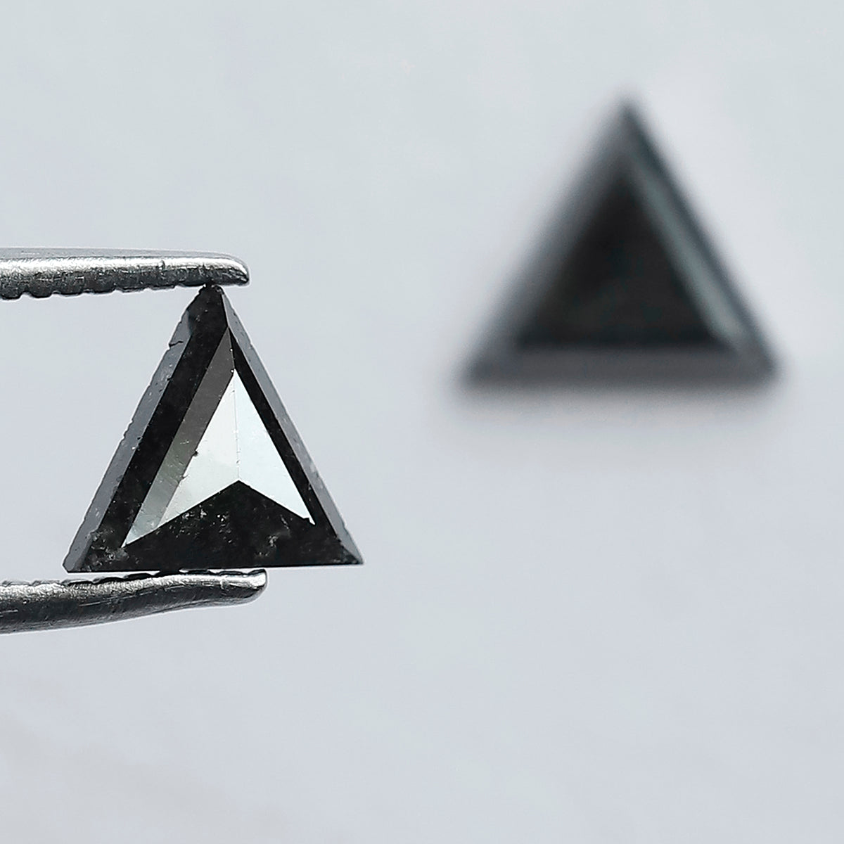 Natural Salt and Pepper Triangle Diamonds Pair 0.97 CT | Gray Black Loose Conflict Free Diamonds for Earrings Making