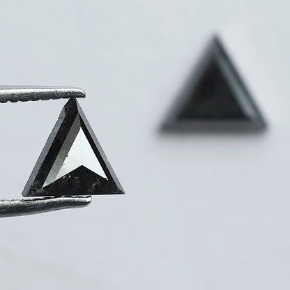 Natural Salt and Pepper Triangle Diamonds Pair 0.97 CT | Gray Black Loose Conflict Free Diamonds for Earrings Making