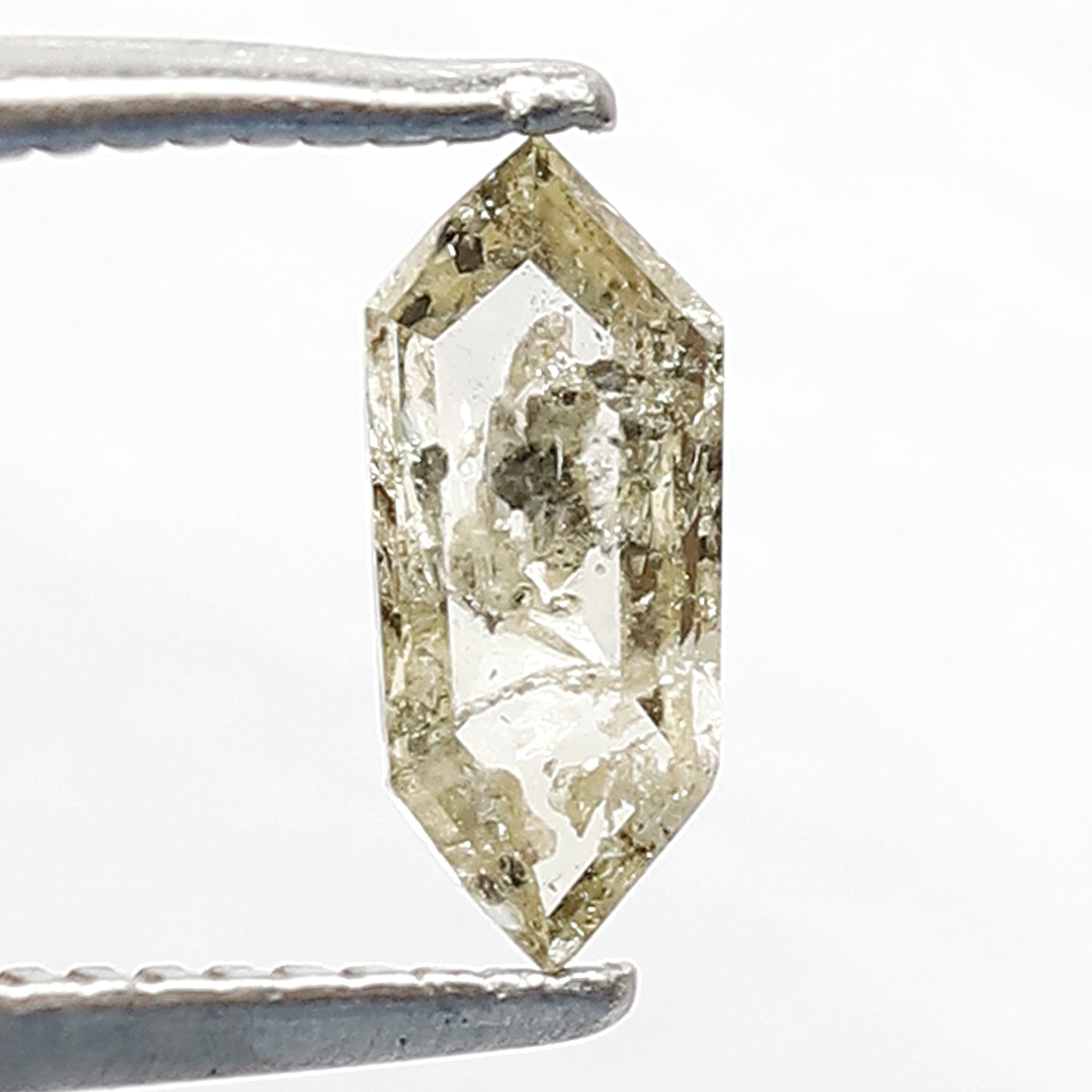 0.39 CT Loose Natural Rustic Fancy Greenish Color Diamond 7.8 MM Unique Geometric Shape Salt and Pepper Diamond Engagement Ring