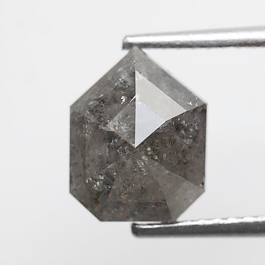 Geometric Cut 2.70 CT Salt and Pepper Diamond, 9.10 mm Gray Black Natural Diamond, Loose Conflict Free Stone for Ring