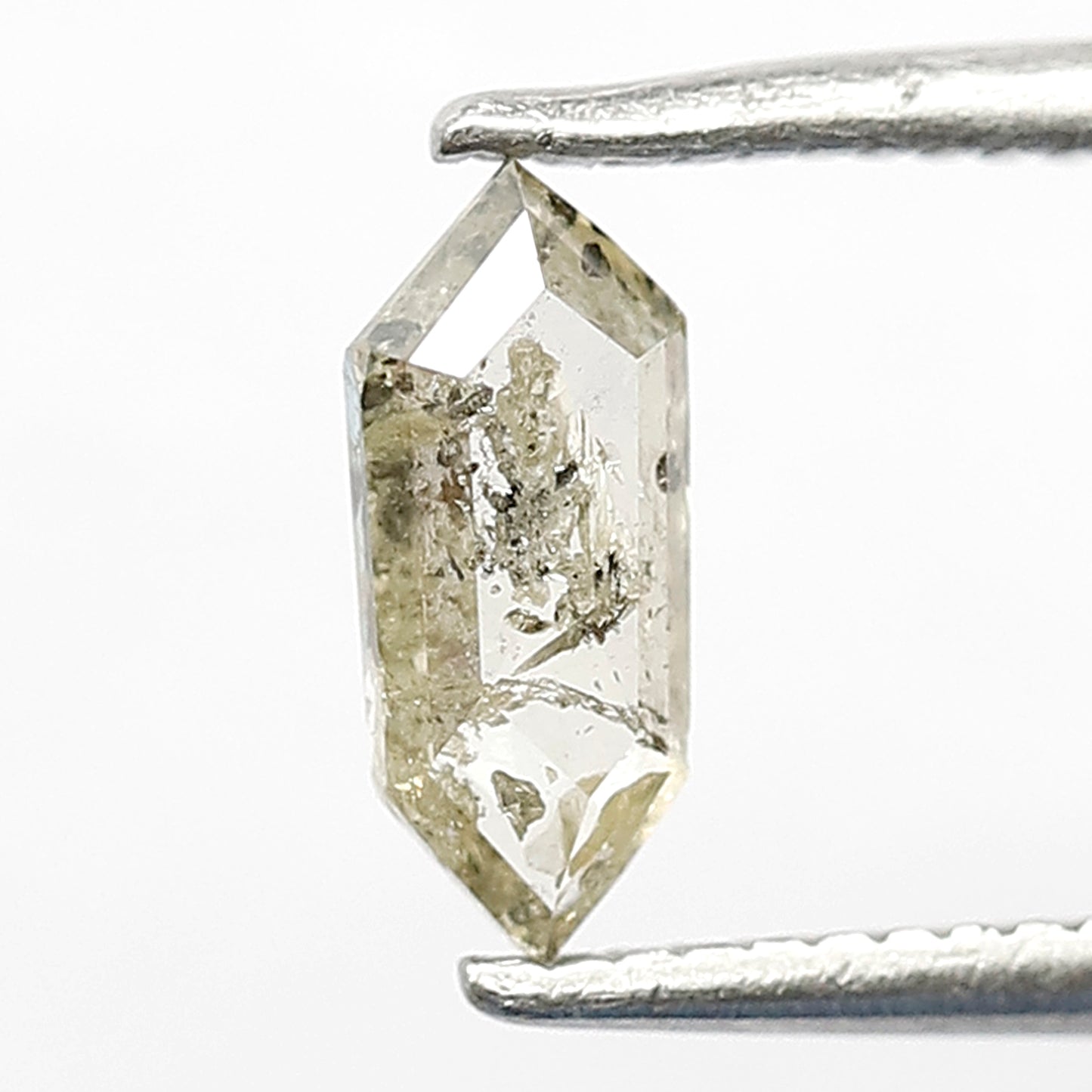 0.39 CT Loose Natural Rustic Fancy Greenish Color Diamond 7.8 MM Unique Geometric Shape Salt and Pepper Diamond Engagement Ring