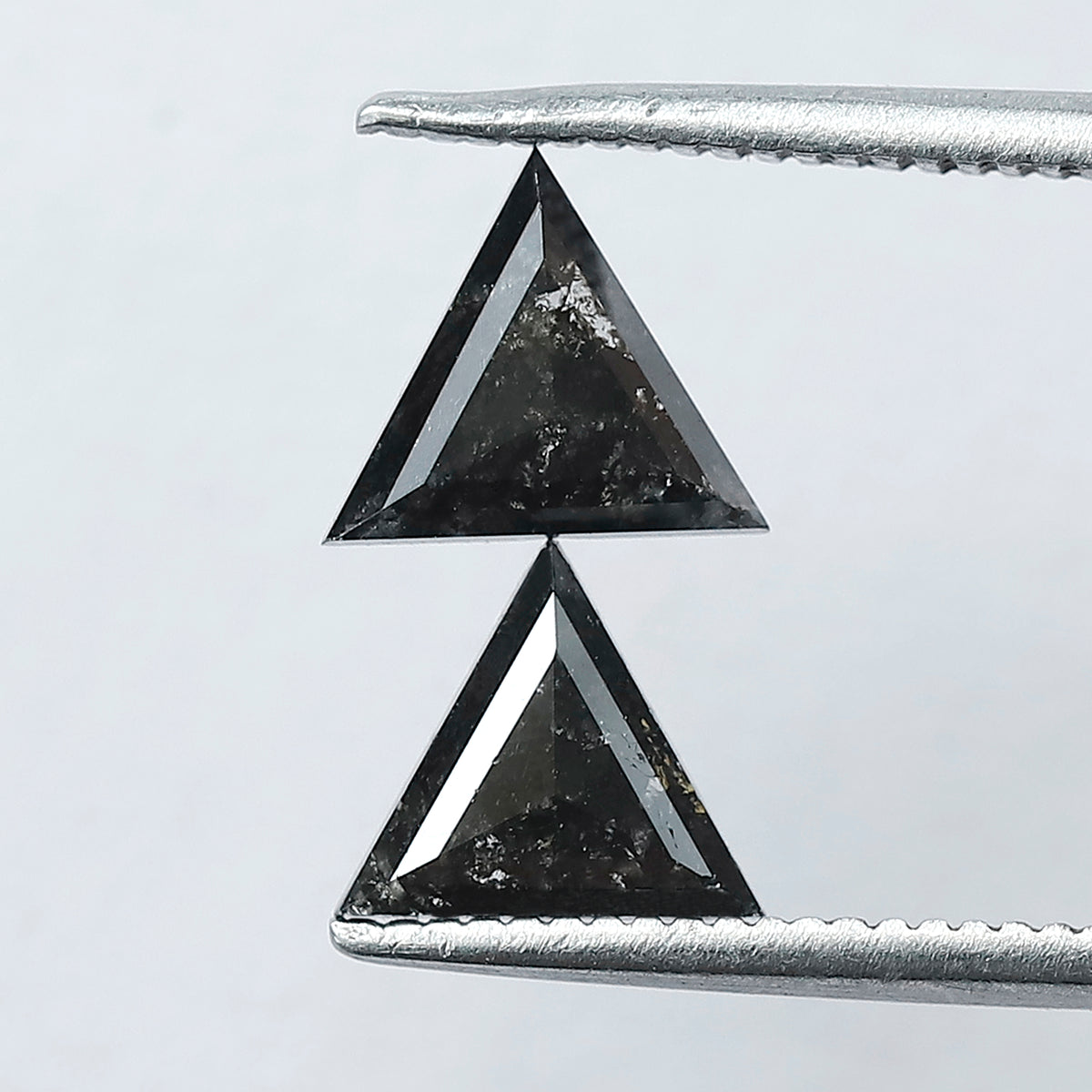 Natural Salt and Pepper Triangle Diamonds Pair 0.97 CT | Gray Black Loose Conflict Free Diamonds for Earrings Making