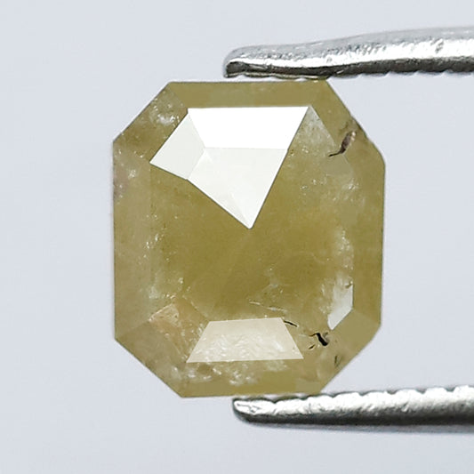 1.11 Ct Emerald Cut Light Greenish Rustic Diamond | 6.90 x 6.00 mm Natural Loose Diamond