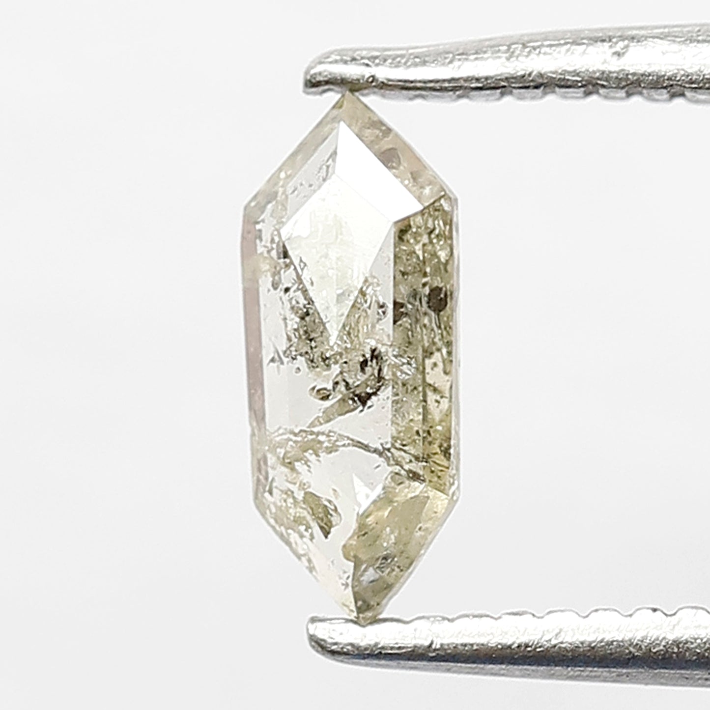 0.39 CT Loose Natural Rustic Fancy Greenish Color Diamond 7.8 MM Unique Geometric Shape Salt and Pepper Diamond Engagement Ring