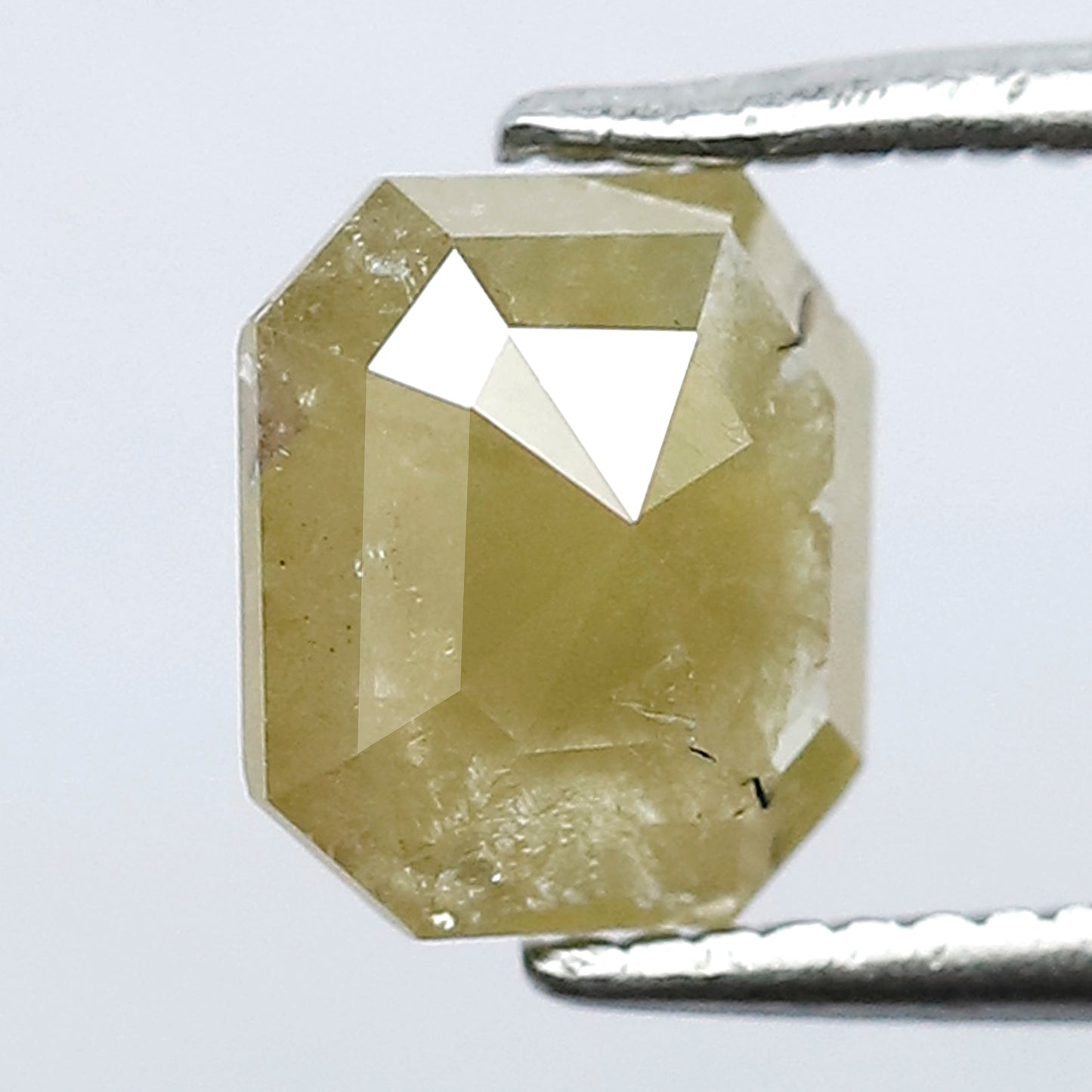 1.11 Ct Emerald Cut Light Greenish Rustic Diamond | 6.90 x 6.00 mm Natural Loose Diamond
