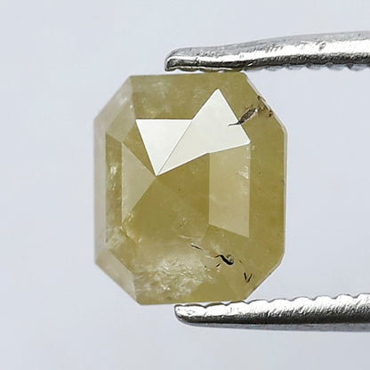 1.11 Ct Emerald Cut Light Greenish Rustic Diamond | 6.90 x 6.00 mm Natural Loose Diamond