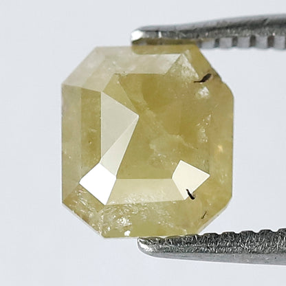 1.11 Ct Emerald Cut Light Greenish Rustic Diamond | 6.90 x 6.00 mm Natural Loose Diamond