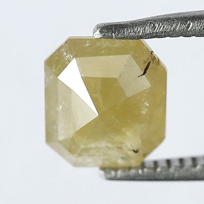1.11 Ct Emerald Cut Light Greenish Rustic Diamond | 6.90 x 6.00 mm Natural Loose Diamond