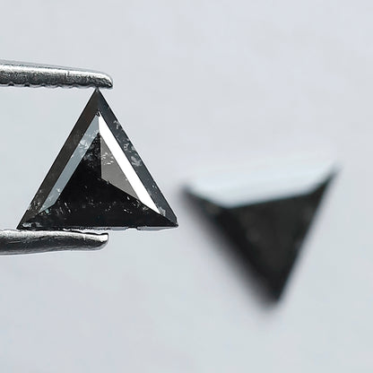 0.69 Carat Matching Triangle Cut Diamonds | Natural Gray Black Salt and Pepper Loose Stones | Ethical Stud Earring Pair