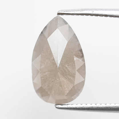 1.93 CT Elongated Grayish Pear Loose Diamond, 11.80 mm Natural Ethical Salt and Pepper Diamond For Wedding Ring and Jewelry