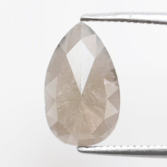 1.93 CT Elongated Grayish Pear Loose Diamond, 11.80 mm Natural Ethical Salt and Pepper Diamond For Wedding Ring and Jewelry