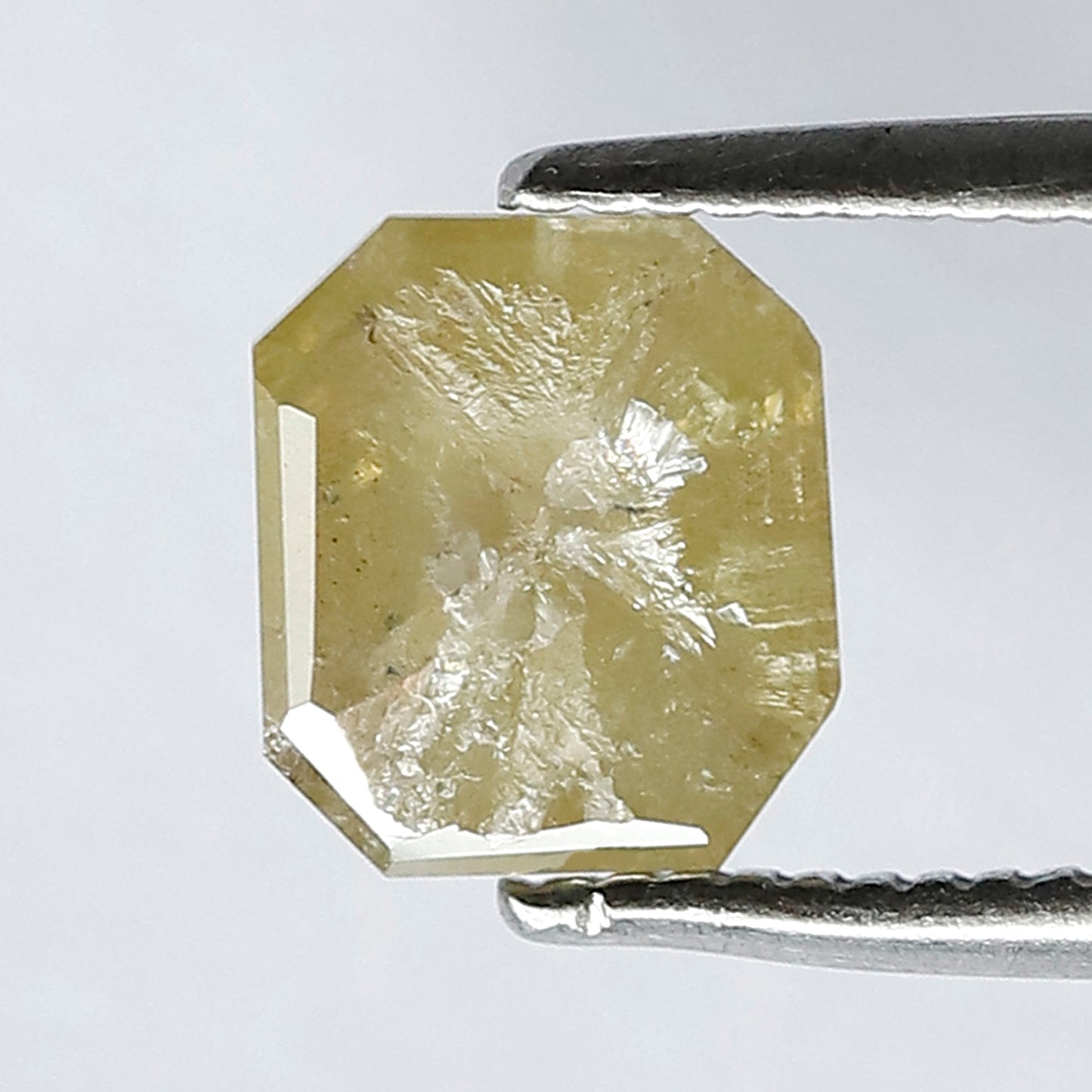 1.11 Ct Emerald Cut Light Greenish Rustic Diamond | 6.90 x 6.00 mm Natural Loose Diamond