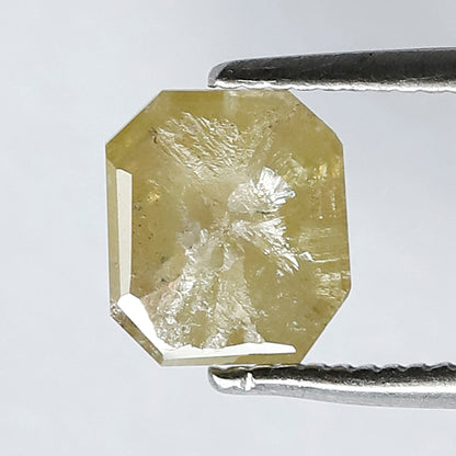 1.11 Ct Emerald Cut Light Greenish Rustic Diamond | 6.90 x 6.00 mm Natural Loose Diamond