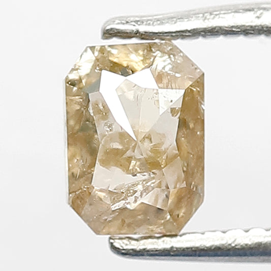 0.55 CT Natural Brown Color Diamond 5.7 MM Emerald Shape Loose Natural Rustic Salt and Pepper Diamond Custom Prong Setting Ring